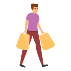 Weekend shopping icon – cartoon style