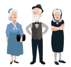 3 white hair foreign elderly