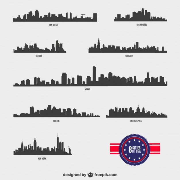 American Cities vector silhouettes   Vector | Free Download