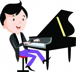 Children playing musical instruments – Piano Vector