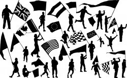 Flag bearer silhouettes Vector