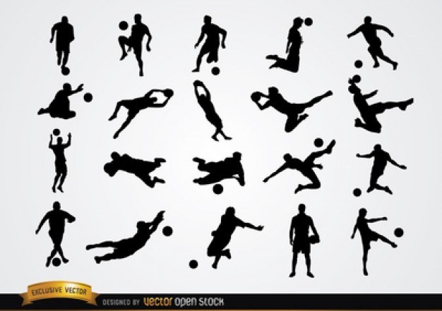 Football players silhouettes in different positions