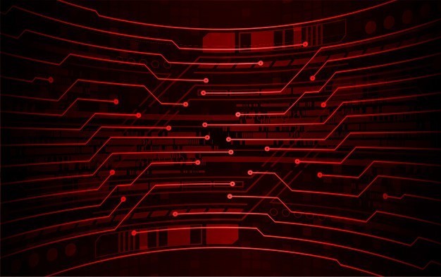 Red cyber circuit future technology concept background