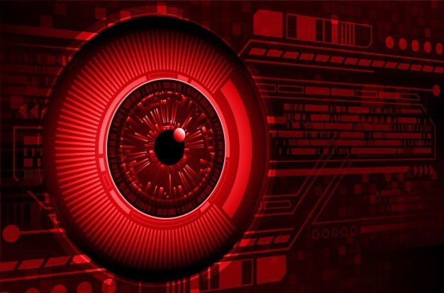 Red eye cyber circuit future technology concept background png