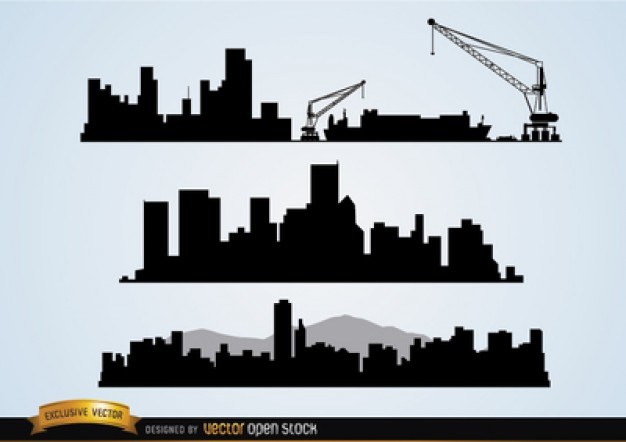 Silhouettes of buildings with crane machines  Vector | Free Download