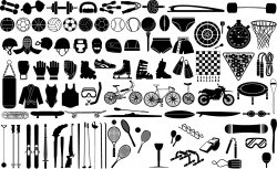 Sport equipment silhouette Vector