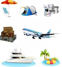 Tourism travel icon material Vector