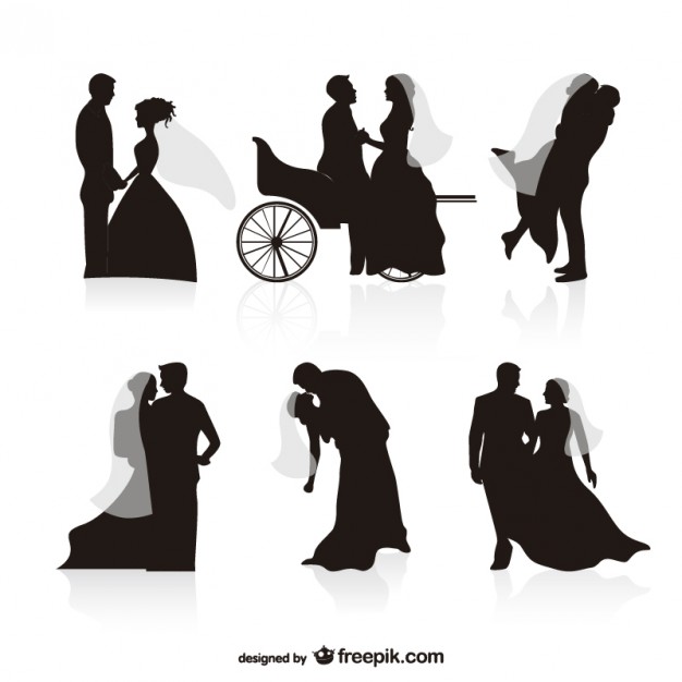 Wedding black silhouettes vectors  Vector | Free Download